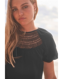 Топ крючком с короткими рукавами и рюшами, черный Next