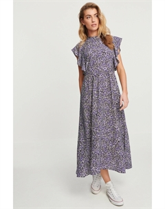 Платье миди со струящимися рукавами и высоким вырезом, синий Next