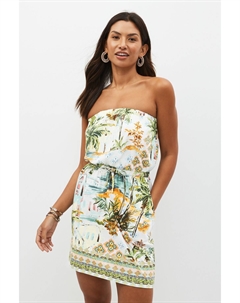 Летнее мини-платье из трикотажа с вырезом-бандо, желтый Next