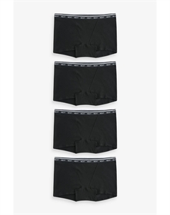 4 пары трусиков с логотипом из высококачественного хлопка, черный Next