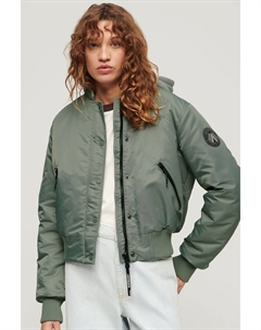 Бомбер с капюшоном, зеленый Superdry