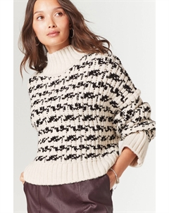 Свитер в полоску в рубчик с воротником стойкой, белый Next