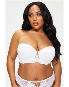 Многофункциональный атласный бюстгальтер без бретелек с подбивкой The Icon dd+, белый Ann summers