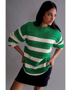 Джемпер с длинными рукавами и вышивкой в полоску, зеленый Next