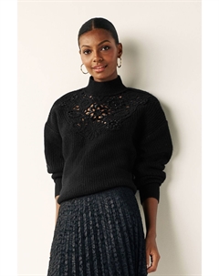 Украшенный свитер крючком с высоким вырезом горловины, черный Next
