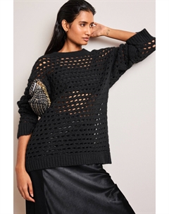 Свободный свитер открытого плетения, черный Next