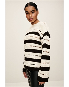 Джемпер с длинными рукавами и вышивкой в полоску, черный Next