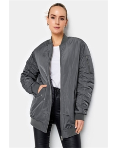 Утепленный высокий бомбер удлиненного кроя, серый Long tall sally