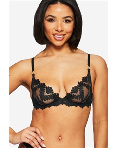 Бюстгальтер с глубоким вырезом из кружева без подушечек с цветочным принтом, черный Ann summers