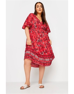 Платье миди с цветочным принтом и каймой из лимитированной коллекции, красный Yours