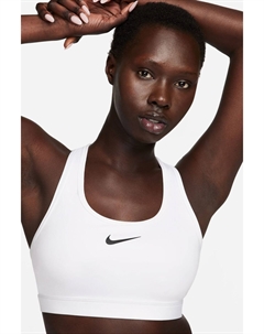 Спортивный бюстгальтер с галочкой средней поддержки, белый Nike