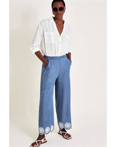 Брюки с вышивкой на талии, синий Monsoon