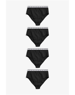 4 пары трусиков с логотипом из высококачественного хлопка, черный Next