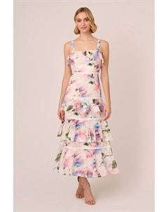 Шифоновое платье с принтом, белый Adrianna papell