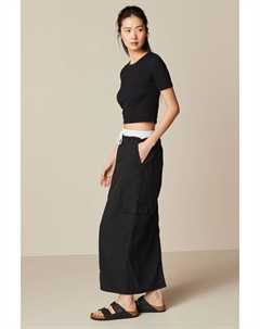 Юбка-Миди из нейлона с контрастным поясом, черный Next