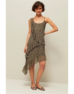 Мини-Платье из асимметричной сетки со сборками и бретелями, зеленый Next