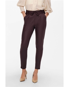 Брюки из искусственной кожи с покрытием высокой талией и завязкой на талии, мультиколор Only