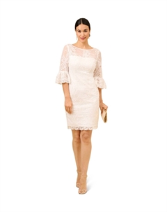 Платье-Футляр с белой вышивкой лентами, белый Adrianna papell