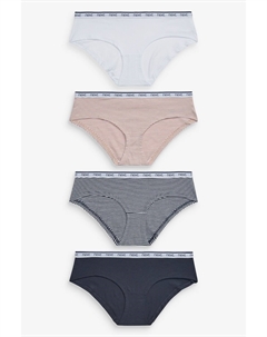 4 пары трусиков с логотипом из высококачественного хлопка, розовый Next