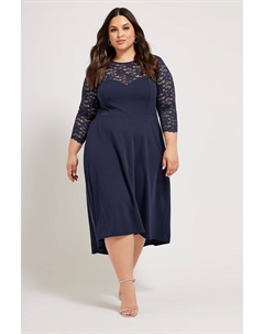 Кружевное платье London с вырезом в форме сердца, синий Yours