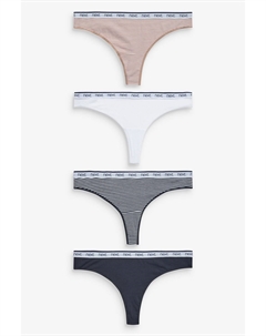 4 пары трусиков с логотипом из высококачественного хлопка, розовый Next