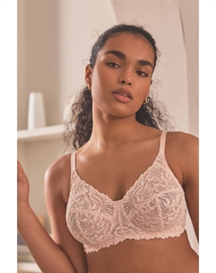 Кружевной бюстгальтер без подкладок на косточках с полной поддержкой и полной чашкой, розовый Next