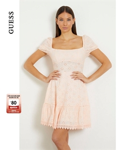 Платье летнее с пышными рукавами, розовый Guess