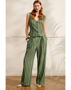 Брюки Susan из льняной ткани в полоску, зеленый Monsoon