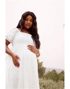 Платье с присборками и вышивкой для беременных, белый Yours