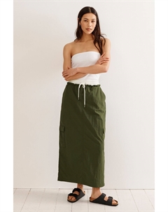 Юбка-Миди из нейлона с контрастным поясом, зеленый Next