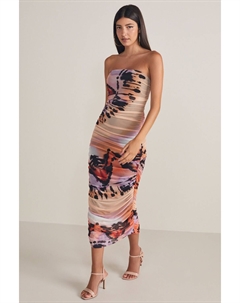 Платье с вырезом бандо и сетчатыми вставками, фиолетовый Next