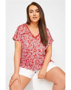 Топ с объемным подолом и принтом листьев, красный Yours