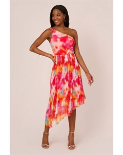 Асимметричное платье из шифона до щиколотки, красный Adrianna papell