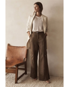 Широкие брюки карго с поясом, зеленый Next