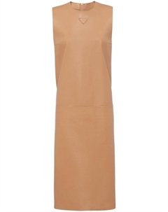 Платье-трапеция с логотипом, коричневый Prada