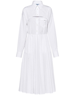 Поплиновое платье-рубашка, белый Prada