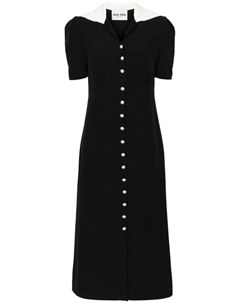 Расклешенное платье с кристаллами, черный Miu miu