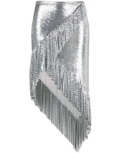 Сетчатая юбка асимметричного кроя, серебристый Rabanne