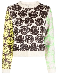 Кардиган на молнии с цветочным узором, нейтральный цвет Tory burch