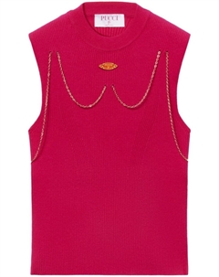 Топ в рубчик с цепочкой, розовый Pucci