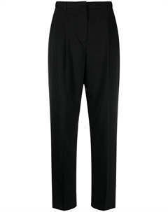 Шерстяные брюки строгого кроя со складками, черный Tory burch