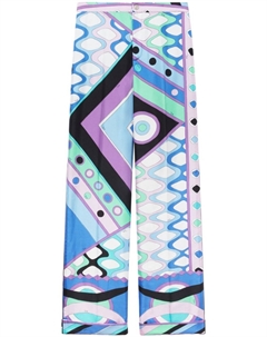 Шелковые брюки с принтом Vivara, синий Pucci