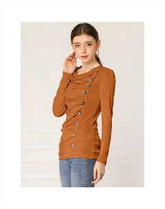 Женская блузка с капюшоном и пуговицами, длинными рукавами и рюшами Allegra k