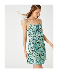 Мини-платье с цветочным принтом и сборками, зеленый Koton