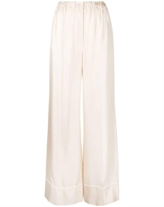 Шелковые брюки широкого кроя, нейтральный цвет Prada