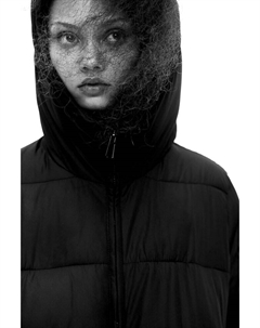 Пуховик с капюшоном, черный H&m