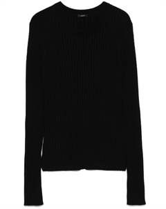 Свитер в рубчик с круглым вырезом, черный Joseph