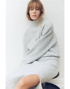 Джемпер с высоким воротником и подплечниками, серый H&m