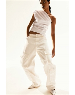 Драпированный топ на одно плечо, белый H&m