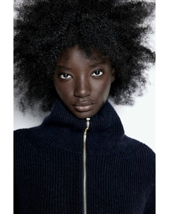 Ребристый свитер на молнии, синий H&m